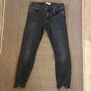 Zara Black Skinny Jeans with Frayed Hem and Fading